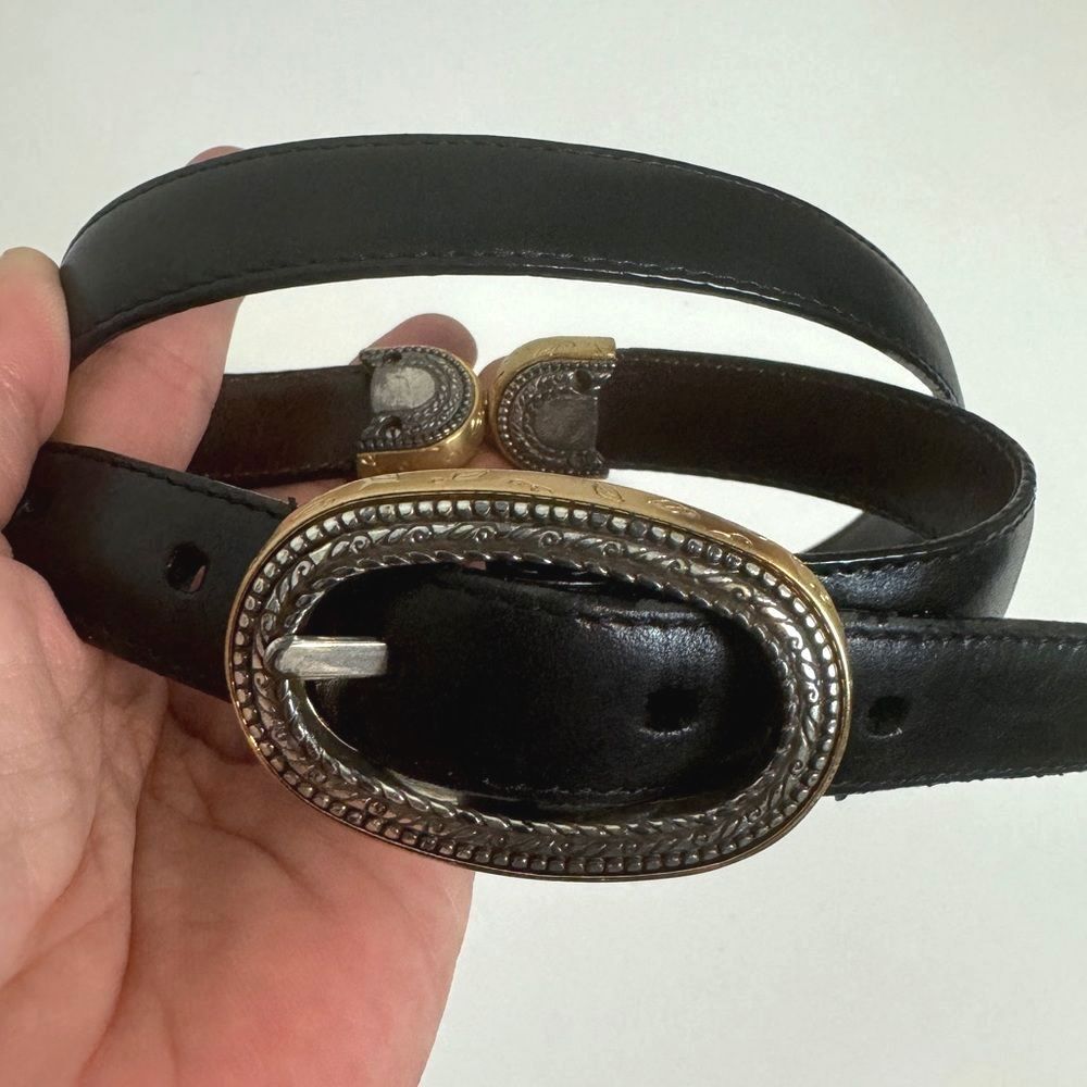 Vintage Leather Reversible Twist Black Brown Flip Belt 36